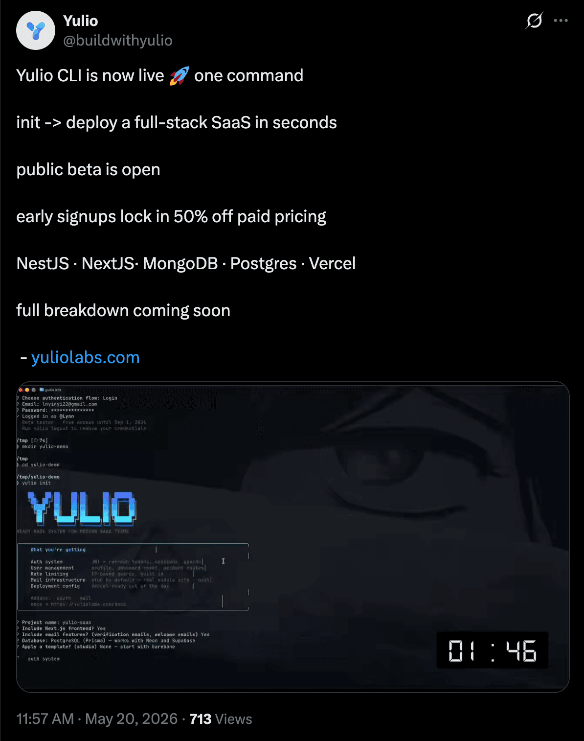 Launched Yulio CLI